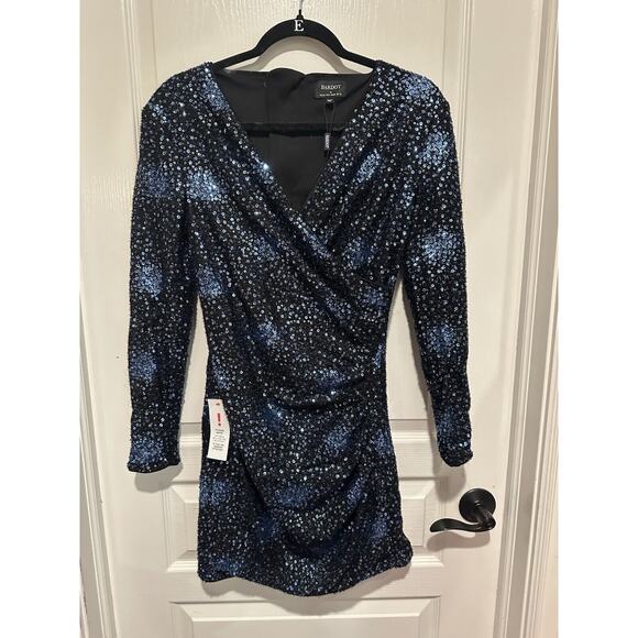 Bardot Blue Sequin Wrap Dress - Size M - NWT - Picture 9 of 9